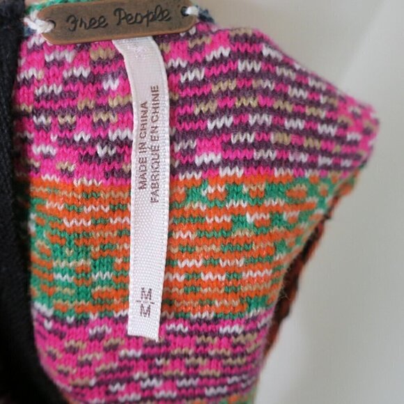 Free People Rare Hearts Tunic Top Knit Mini Dress Crochet Boho Women's Medium - Picture 6 of 6